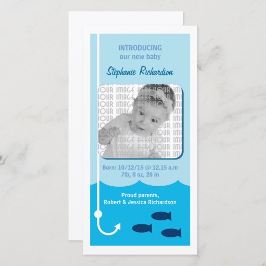 Faire-part bébé de pêche à marée basse (Devant / Derrière)