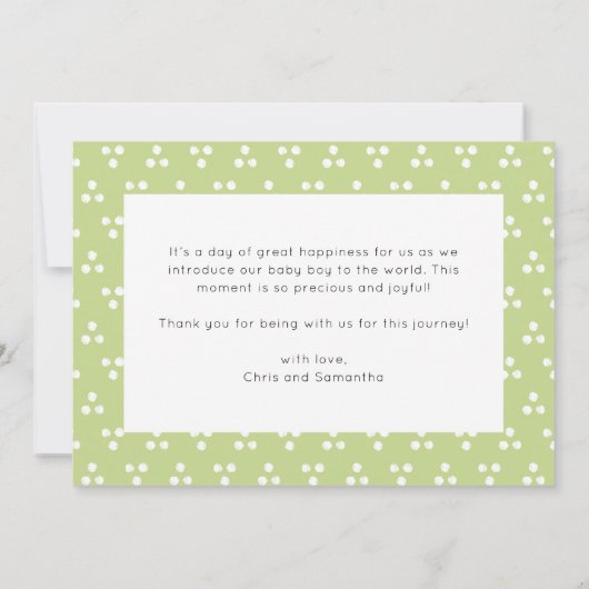 Faire-part Bébé Dinosaure Vert mignon Photo Naissance (Dos)