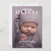 Faire-part Bébé élégant à une seule photo (Devant)