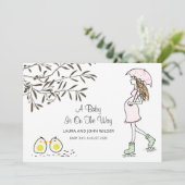 Faire-part Bébé en route s'attendant à la grossesse de maman (Debout devant)