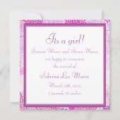Faire-part bébé (fille) (Devant)