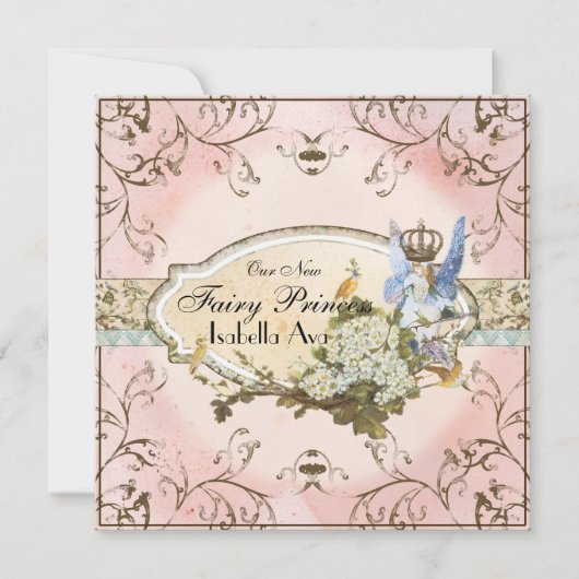 Faire-part Bébé Fille Annouement de naissance - Féerie Prince (Devant)