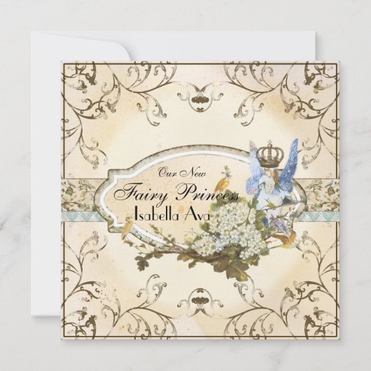 Faire-part Bébé Fille Annouement de naissance - Féerie Prince (Devant)