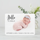 Faire-part Bébé fille Bonjour superposition photo moderne min (Debout devant)