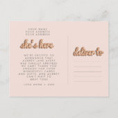 Faire-part BÉBÉ fille ! Carte postale rose gold/rose. (Dos)