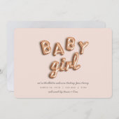 Faire-part Bébé fille! or rose/ROSE (Devant / Derrière)