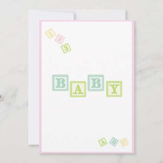 Faire-part Bébé Fille Photo ABC Blocs Naissance rose nouveau- (Dos)