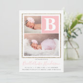 Faire-part Bébé fille rose et or Parties scintillant Faire-pa (Debout devant)