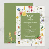 Faire-part Bébé Fleur Sauvage en Fleur (Devant / Derrière)