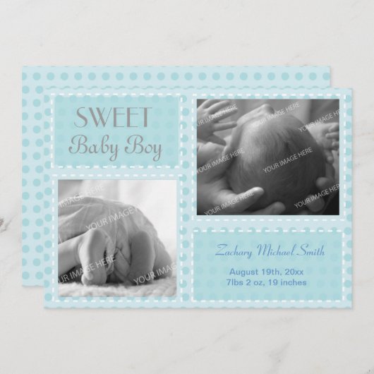 Faire-part bébé garçon (Devant / Derrière)