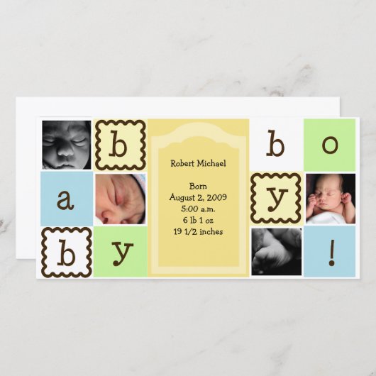 Faire-part bébé garçon (Devant / Derrière)