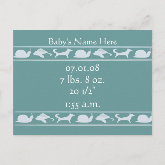 Faire-part bébé garçon (Dos)