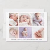Faire-part Bébé garçon photo collage de naissance (Dos)