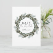 Faire-part Bébé il fait froid dehors baby shower aquarelle (Debout devant)