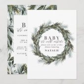 Faire-part Bébé il fait froid dehors baby shower aquarelle (Devant / Derrière)