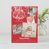 Faire-part Bébé Il fait froid dehors Photo vacances Naissance (Debout devant)