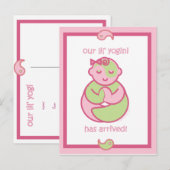 Faire-part Bébé langage yoga : Carte postale Lil' Yogini (Devant / Derrière)