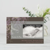 faire-part bébé marron tourbillonnant (Debout devant)