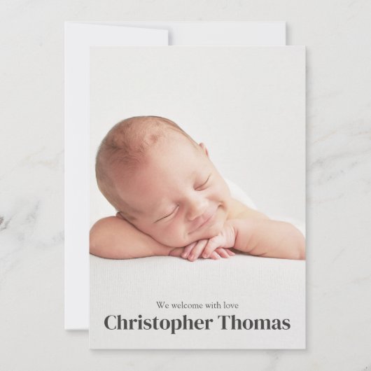 Faire-part Bébé mignon Bleu Simple Photo Nursery Rhyme Adorab (Devant)