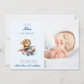 Faire-part Bébé mignon Cartoon bleu léopard | Naissance de ga (Devant)