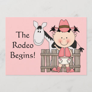Faire-part Bébé mignon fille & cheval poney Personnalisé nais