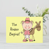 Faire-part Bébé mignon fille & cheval poney Personnalisé nais (Debout devant)