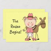 Faire-part Bébé mignon fille & cheval poney Personnalisé nais (Devant / Derrière)