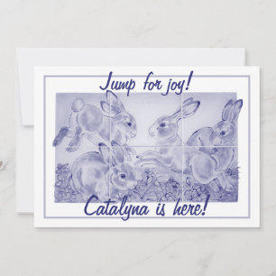 Faire-part Bébé mignon fille ou lapin garçon Art Personnalisé