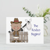 Faire-part Bébé mignon garçon & cheval poney Personnalisé nai (Debout devant)