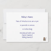 Faire-part Bébé mignon garçon & cheval poney Personnalisé nai (Dos)