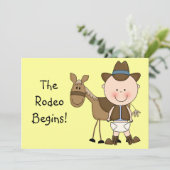 Faire-part Bébé mignon garçon & cheval poney Personnalisé nai (Debout devant)