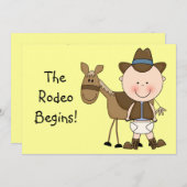 Faire-part Bébé mignon garçon & cheval poney Personnalisé nai (Devant / Derrière)