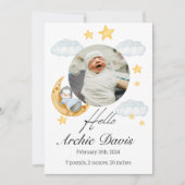 Faire-part bébé mignonne avec un pingouin bébé (Devant)