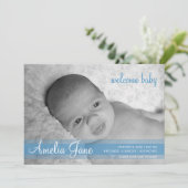 Faire-part bébé moderne bleu (Debout devant)