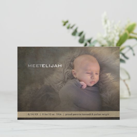 Faire-part Bébé moderne genre neutre (Debout devant)