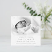 Faire-part bébé moderne photo personnalisée (Debout devant)