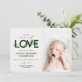 Faire-part Bébé Moderne Tropical Vert Photo Naissance (Debout devant)