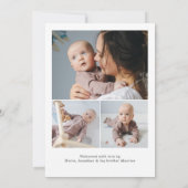 Faire-part Bébé mou Garçon Bleu Empreinte Photo Naissance (Dos)