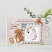 Faire-part bébé Nounours flou (Debout devant)