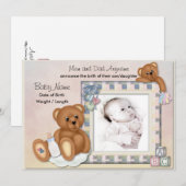Faire-part bébé Nounours flou (Devant / Derrière)