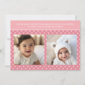 Faire-part bébé ou carte d'anniversaire (Dos)