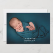Faire-part Bébé Photo collage Nom élégant Script Birth Anno (Devant)