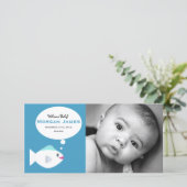 Faire-part Bébé poisson bleu (Debout devant)