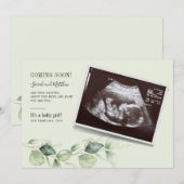 Faire-part Bébé révélateur Eucalyptus Grossesse botanique Gen (Devant / Derrière)