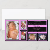 Faire-part bébé - rose (Devant / Derrière)