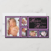 Faire-part bébé - rose (Devant)