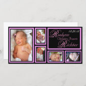 Faire-part bébé - rose (Devant / Derrière)