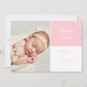 Faire-part Bébé rose fille élégante Script photo naissance (Devant)