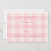 Faire-part Bébé rose fille En vichy Plaid mignonne naissance (Dos)