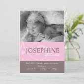 Faire-part bébé rose ornement (Debout devant)